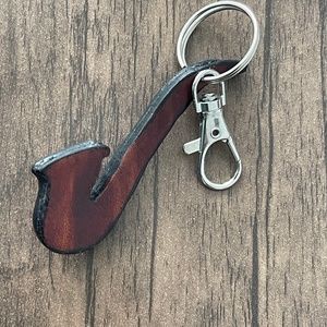 Brown Leather Saxophon Keychain